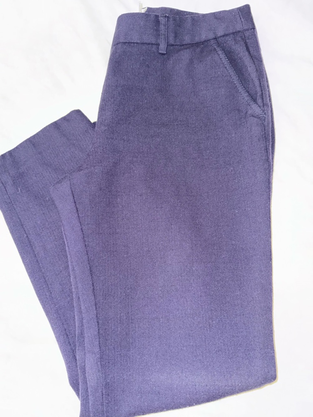 Tory Burch Women's Straight-Leg Linen Slacks in Navy